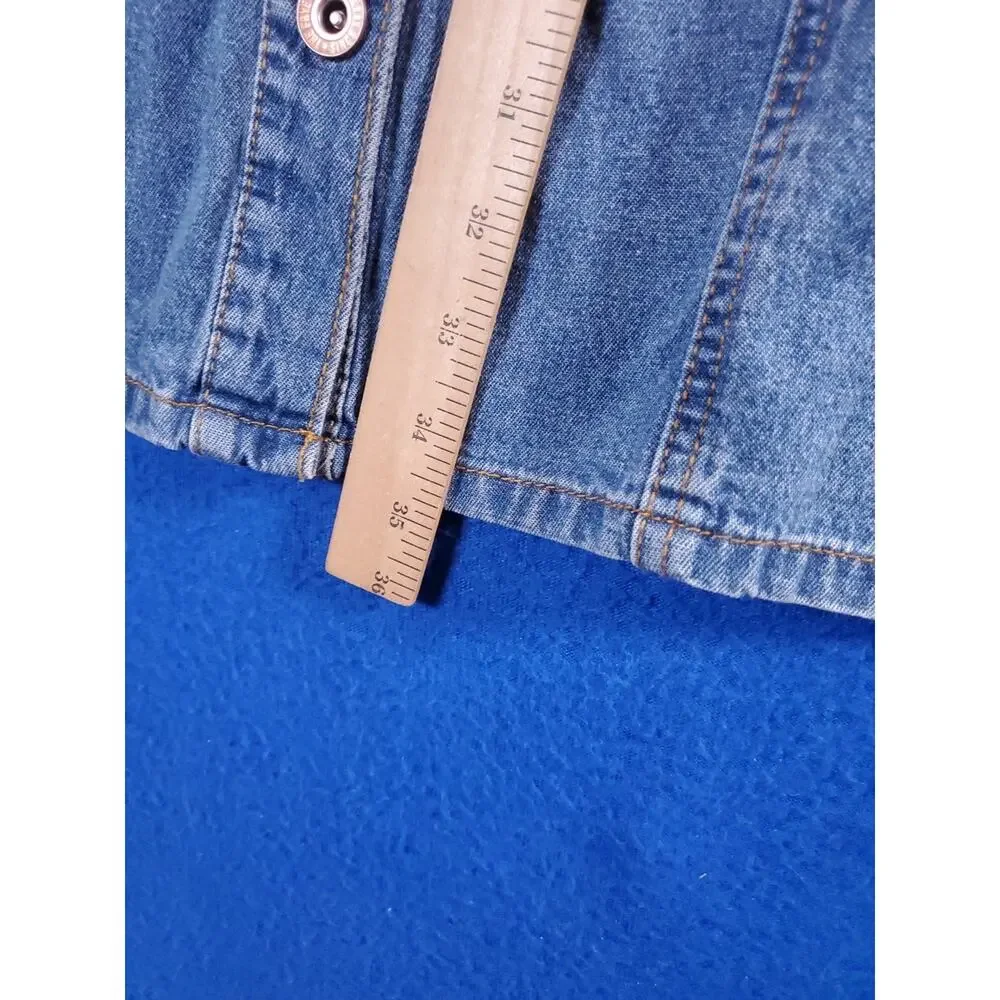 Frye Shirt Dress Women's Small Blue Denim Long Sleeve Button Front Tunic Pockets - Picture 8 of 15